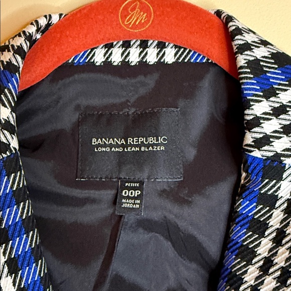 Banana Republic Blue and White Checkered Blazer Sz 00 - Picture 4 of 8